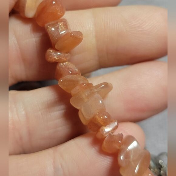 Peach Agate and Thai Black Spinel Necklace - Picture 8 of 16